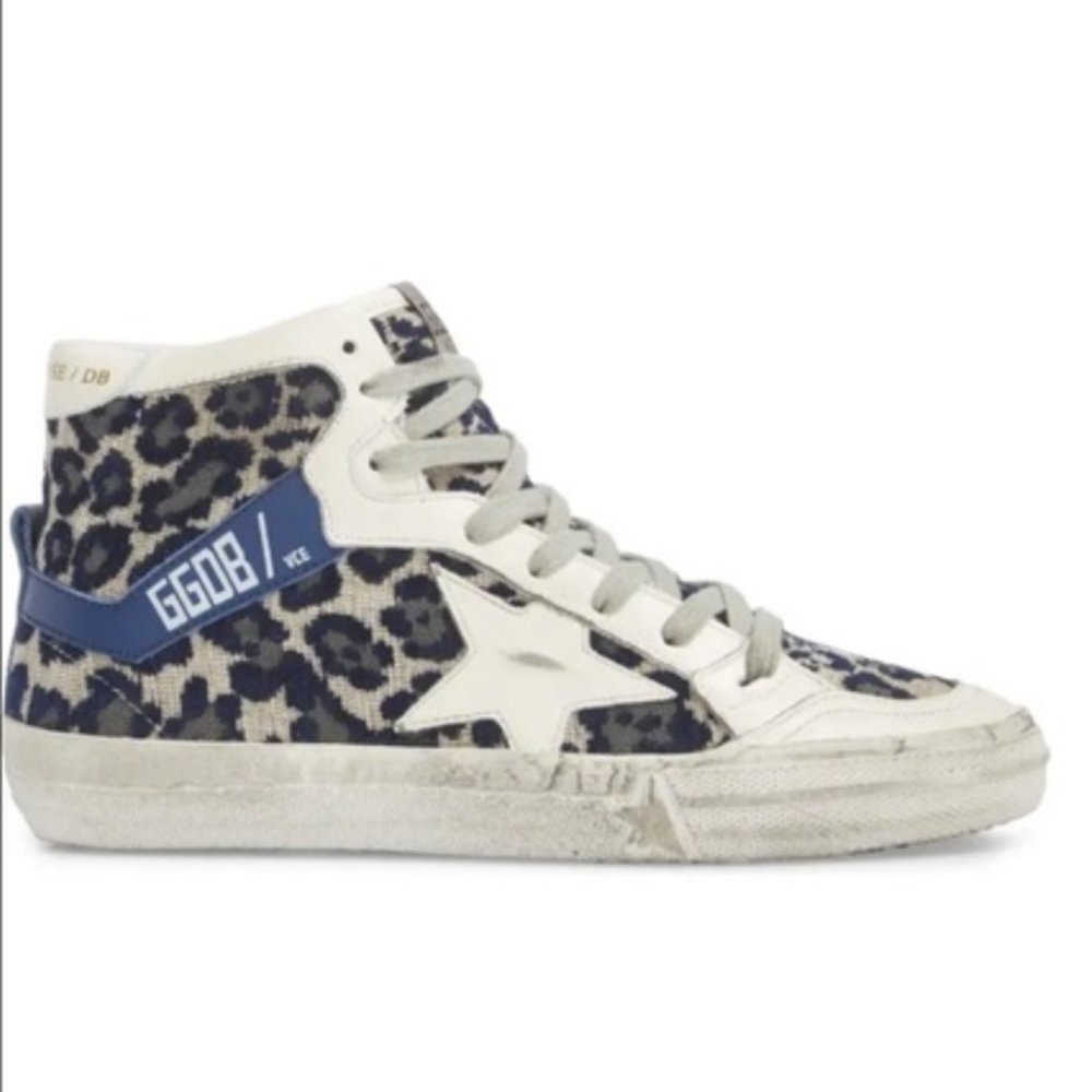 Golden Goose Deluxe Brand Navy Leopard High Tops